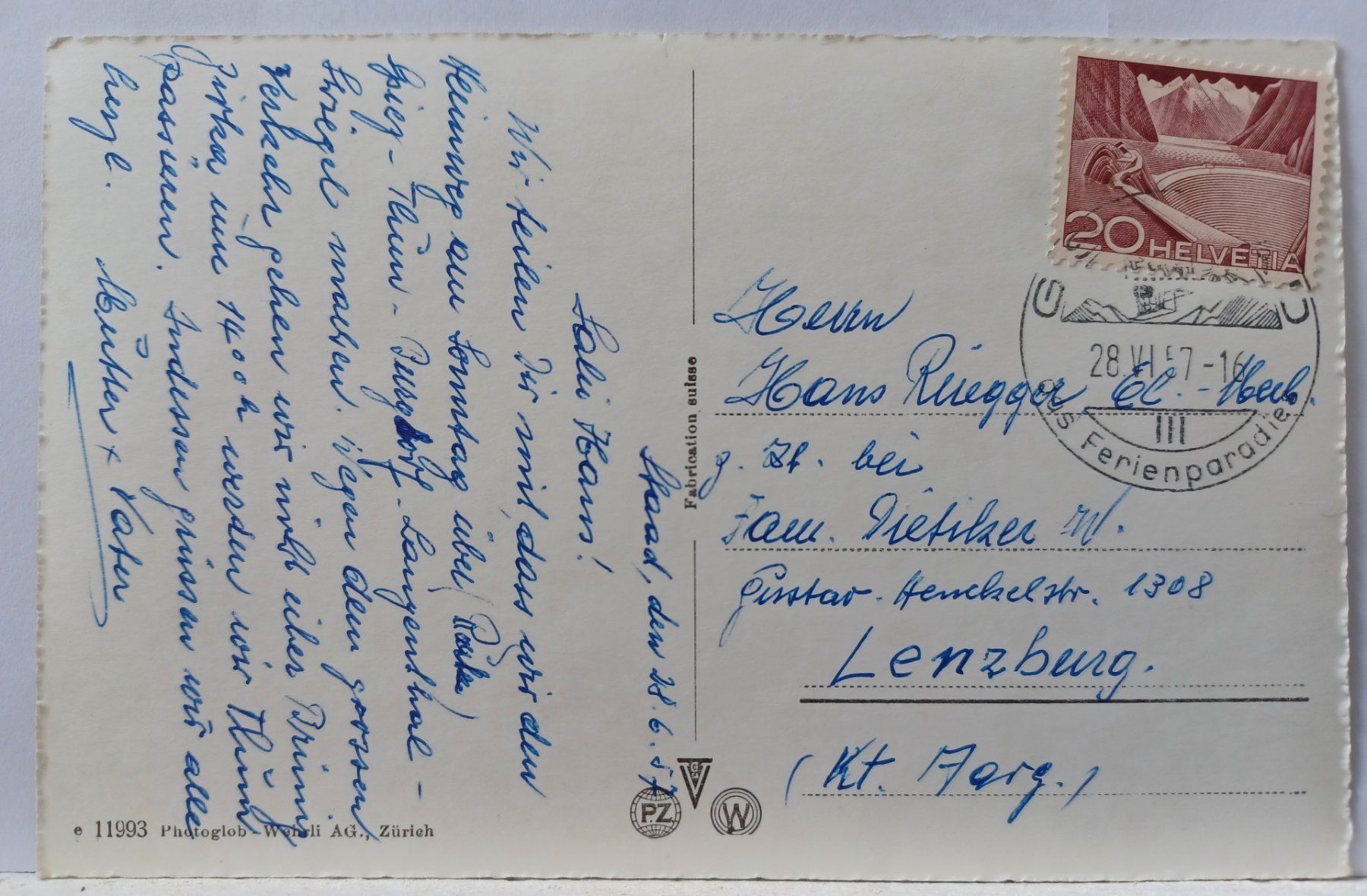 Cartes postales: BE, No. 11993, Gstaad anno 1957 – D'occasion à Aarau Rohr par mgvw 1