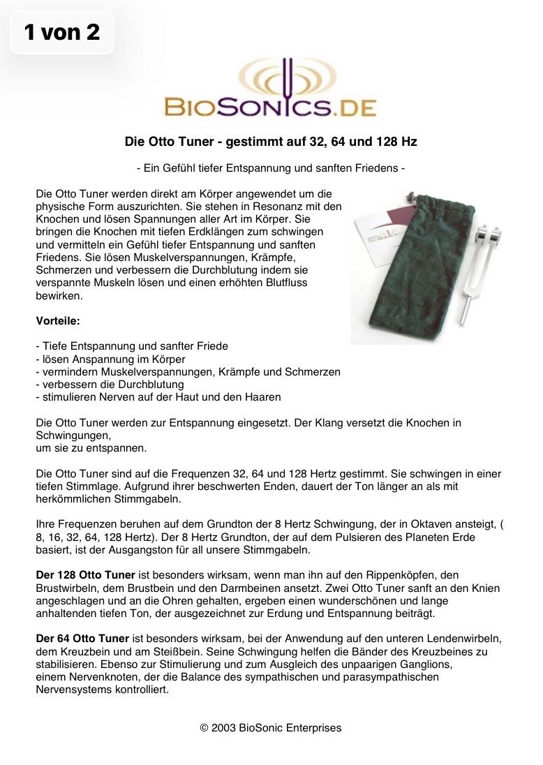 Attrezzature mediche: Stimmgabel Biosonic C 64 Hz, Gesundheit – Nuovo (secondo la descrizione) da Hünibach venduto da nadalila 8