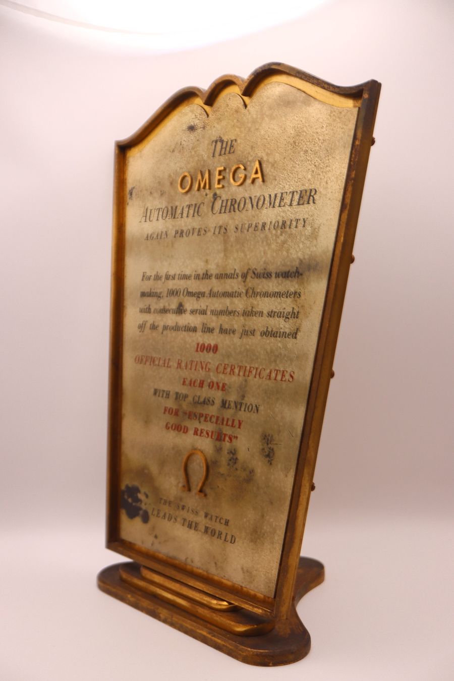 Omega Orologi: Rare - Omega Chronometer Display 1950er Messing Werbung – Usato da Zürich venduto da KE-Sales 2