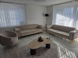 Elegantes Chesterfield Sofa Set 3+3+1 in Beige/Cream