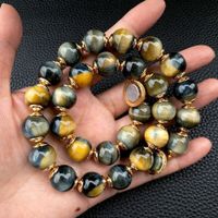 Rare blau gold Tigerauge Kette Edelstein Collier Oeil Tigre