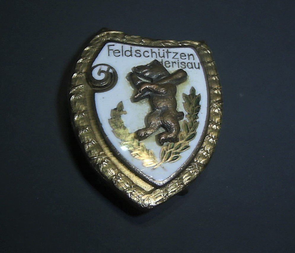 Plaketten & Abzeichen: Abzeichen  Feldschützen Herisau  um 1900 – Gebraucht aus Hedingen von Protechnica 1