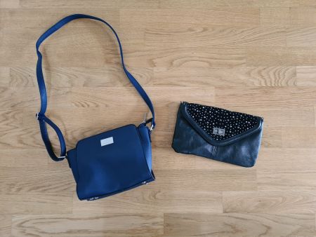 1 kleine Schultertasche und 1 Clutch Tasche Damen