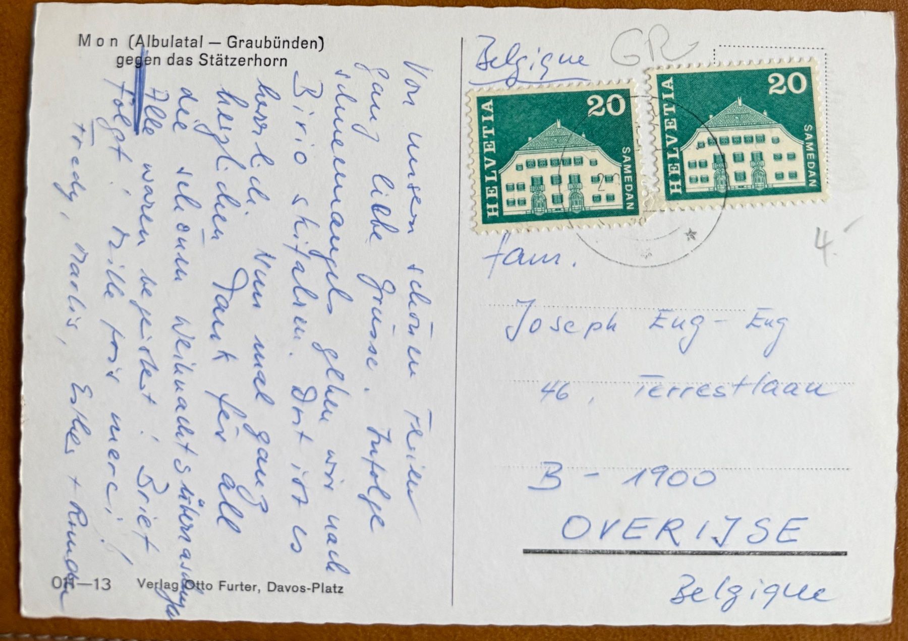 Cartoline postali: AK: MON - Albulatal – Usato da Lutry venduto da Ediego 1