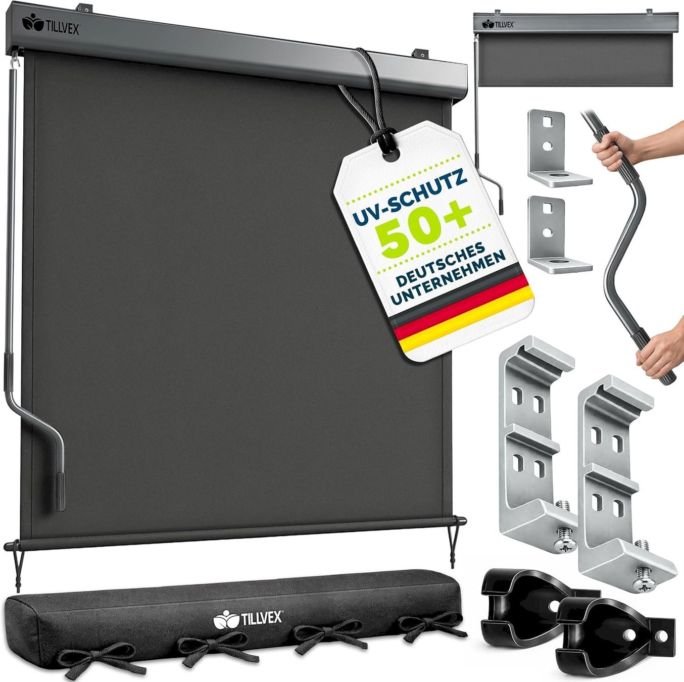 Markisen: Aussen-Senkrechtmarkise 200x250 anthraz. – Neu und originalverpackt aus Bottighofen von zaap