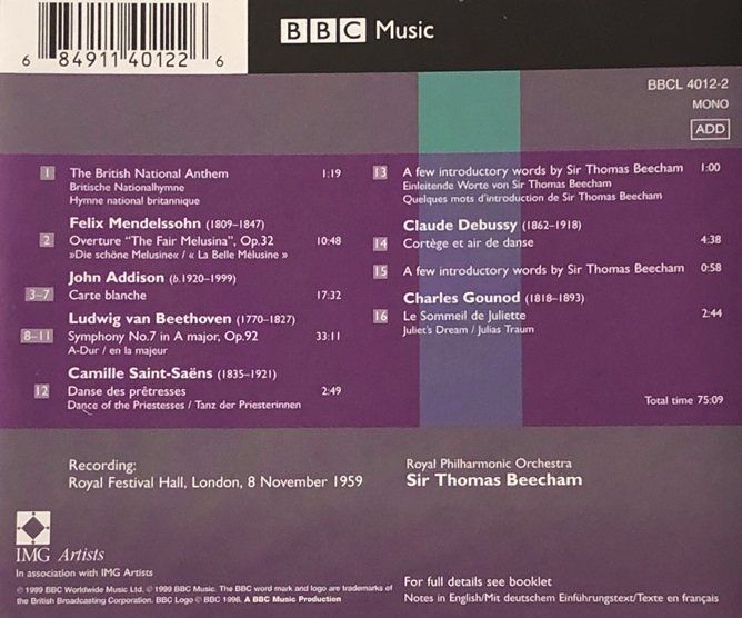 CD: Beethoven - Symphonie Nr. 7 (Thomas Beecham) – Usato da Grüningen venduto da azulblanco 1