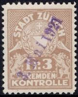 3 Fr. Fiskalmarke von der Stadt ZÜRICH