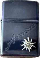 Sammlerstück! Schwarzes Zippo Feuerzeug Arosa, Edelweiss.