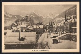 AK Château-d'Oex, Ortsansicht im Winter