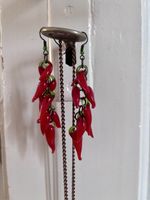 Schmuckset Chili Kette und Ohrringe Glas rot
