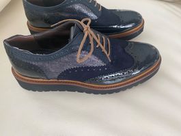 MUST HAVE - edler Damenschuh Oxford Styl, blau, Gr. 39