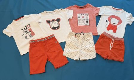 Obaibi Set mit 4 T-Shirts & 3 Shorts in Grösse 86