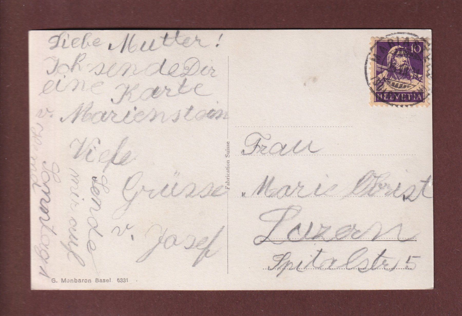 Ansichtskarten: MARIASTEIN - 1931 – Gebraucht aus Pully von nicecards 1