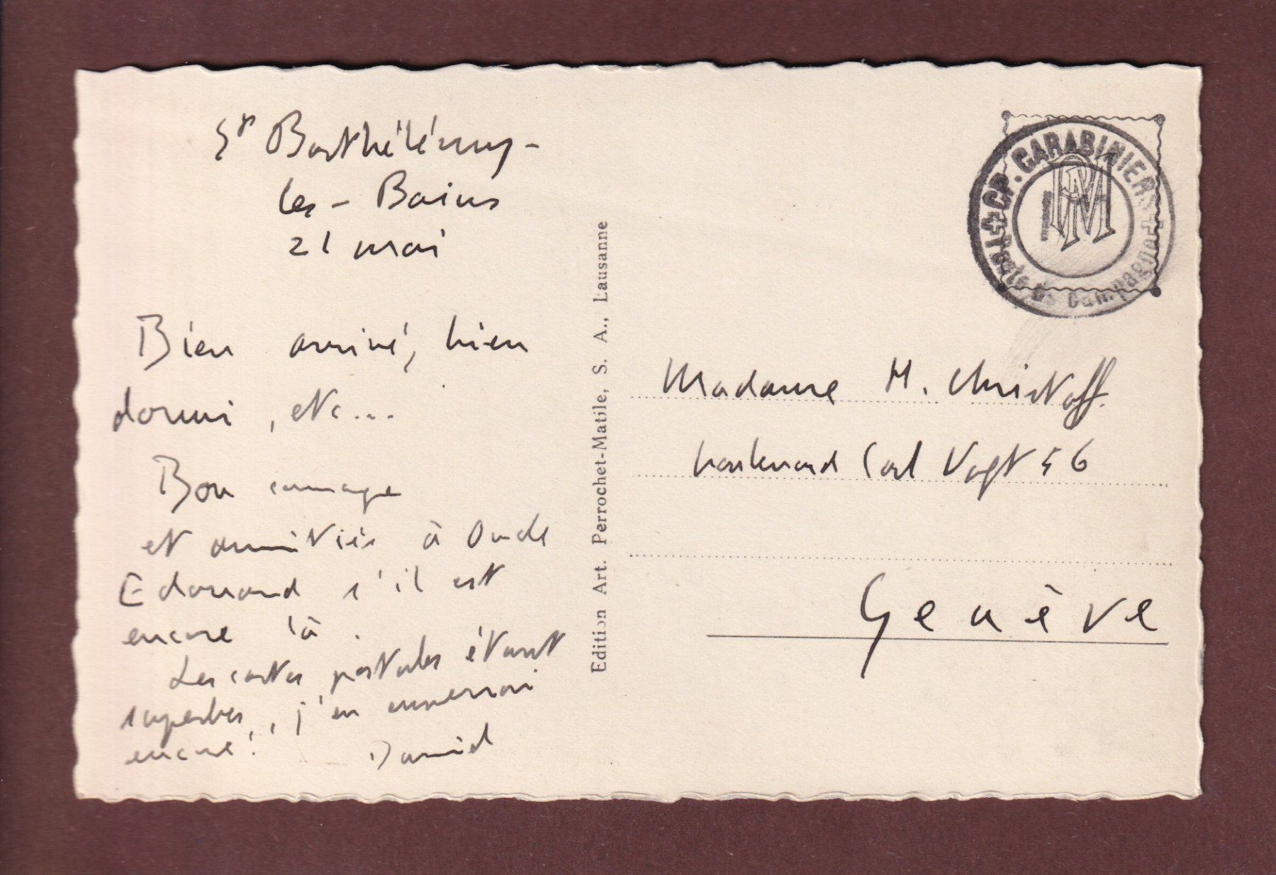 Cartoline postali: ST. BARTHELEMY - Château - Feldpost – Usato da Pully venduto da nicecards-shop 1