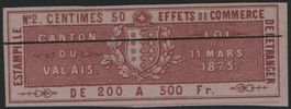 50 Cts. Fiskalmarke vom Kanton WALLIS