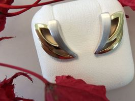 1P schlichte 585/- Bi-Color Ohrstecker