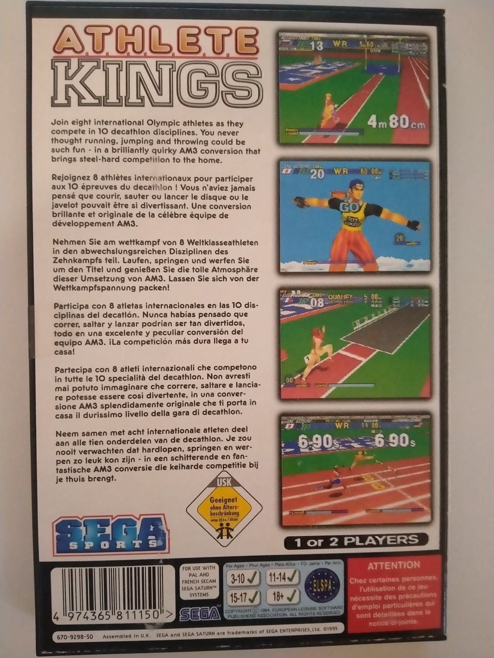 Sega Spiele: Athlete Kings - Sega Saturn – Gebraucht aus Seseglio von Stebu74 1