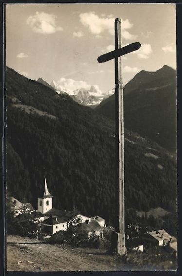 Cartoline postali: Saint-Luc, Gipfelkreuz mit Besso-Gabelho – Usato da Berlin venduto da bartko-reher