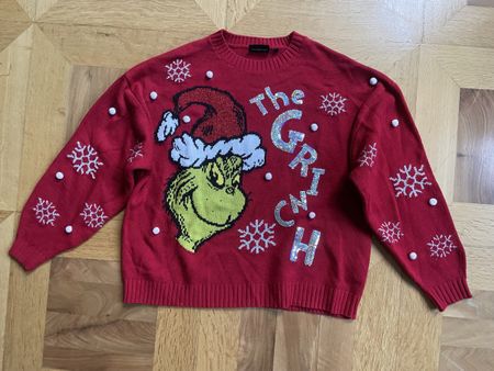 Grinch Weihnachts-Pullover rot mit Pailletten