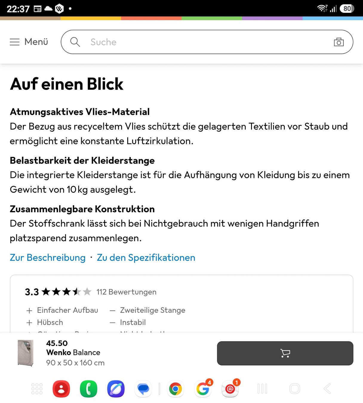 Armadi: Stoffschrank Wenko Balance – Nuovo e nell'imballaggio originale da Wikon venduto da _mc_speedy_ 1