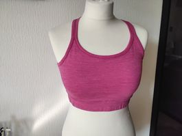 Brassière de sport rose, dos croisé, taille M