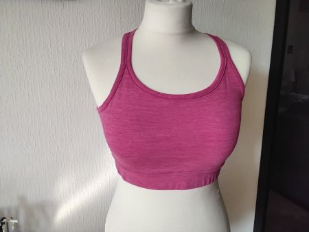 Brassière de sport rose, dos croisé, taille M