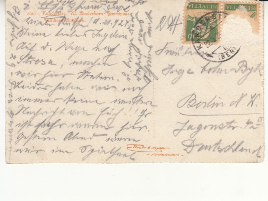 Cartoline postali: Kandersteg 1921 – Usato da Bürglen TG venduto da StampGraf 1