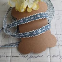 Stoff Band Blumen blau Broderie ruban en tissu 4M