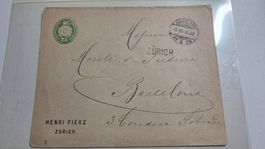 1889 25 Rp Ganzsache Tüblibrief Stabstempel Zürich