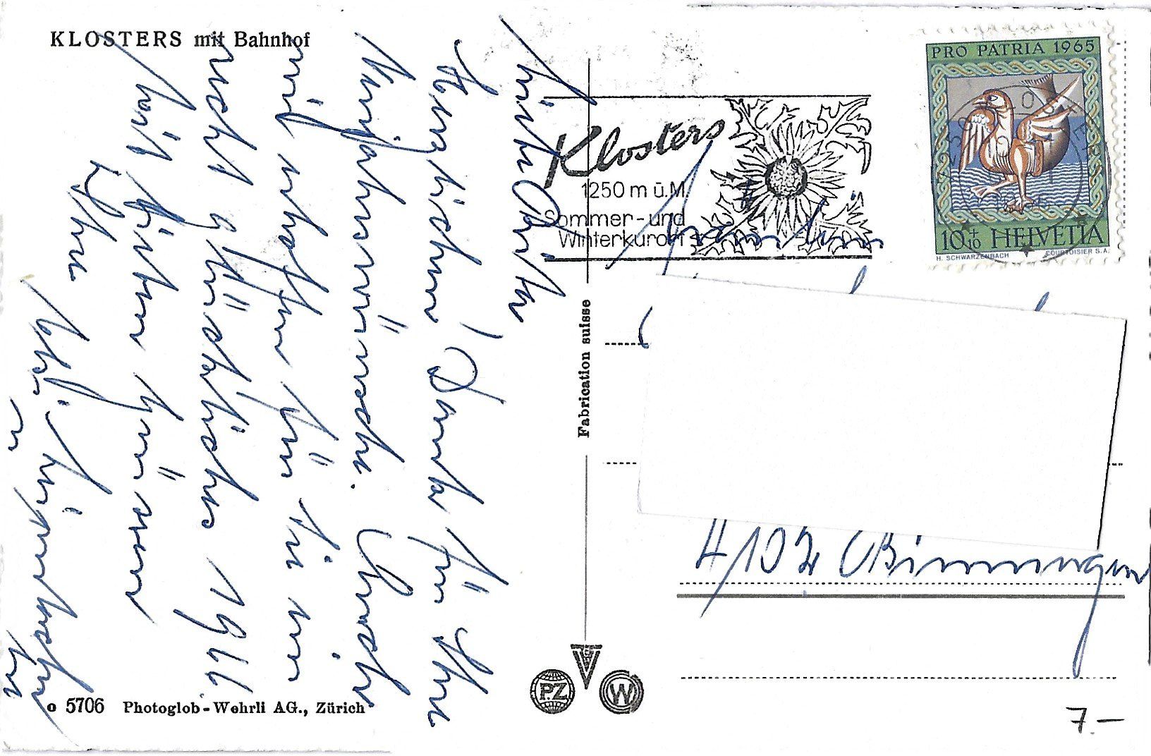 Cartoline postali: K L O S T E R S   mit  Bahnhof – Usato da Bütschwil venduto da Jackson1A 1