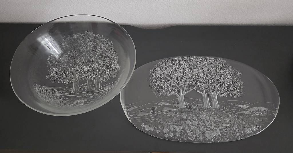 Piatti di portata: Glas-Salatschale und passende Glasplatte – Usato da Thalwil venduto da and_fdf5
