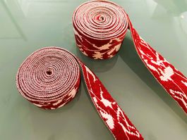 Bandoulière 40 mm et 25 mm, bicolore rouge et blanc écru