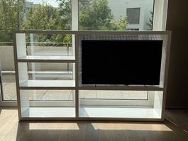 Designer TV Möbel / Raumtrenner Hochglanz weiss