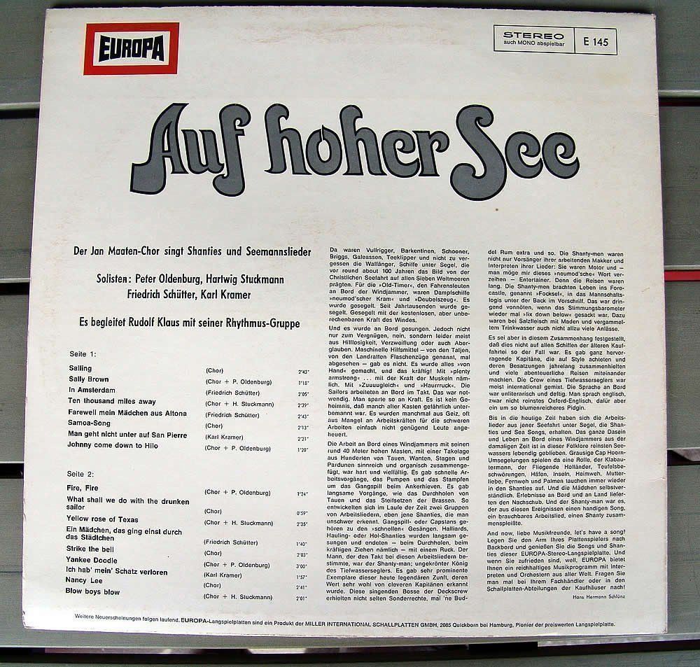 Dischi in vinile: Auf hoher See vinyl LP – Usato da Schlieren venduto da Apollo3 1