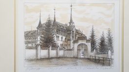 Kloster Scholastika Tübach. Federzeichnung von Schwizer.