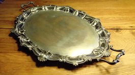 Grosses (3.555 Kg) Antikes Serviertablett Silber