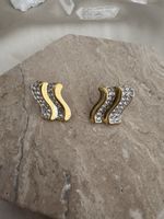 Swarovski Vintage Ohrstecker Gold Strass Wellen Design
