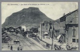 1912, GRENOBLE, GARE AVEC TRAIN