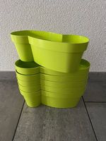 6x Blumentöpfe grün stapelbar Balkon-Pflanzentopf Kräuter