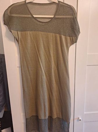 Schimmerndes Sommerkleid in Gold und Oliv, Grösse M