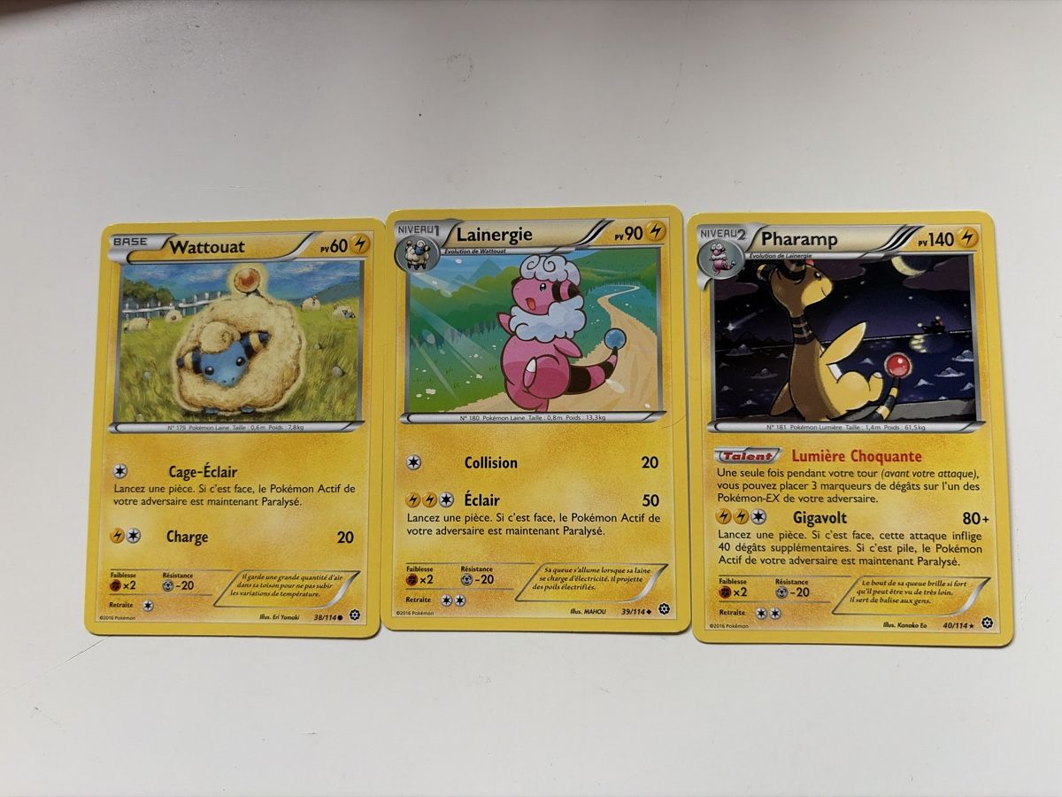 Pokémon Carte collezionabili: 3 Pokémon Karten, Wattouat/ Lainergie und Pharamp – Usato da Balsthal venduto da Sven.sch