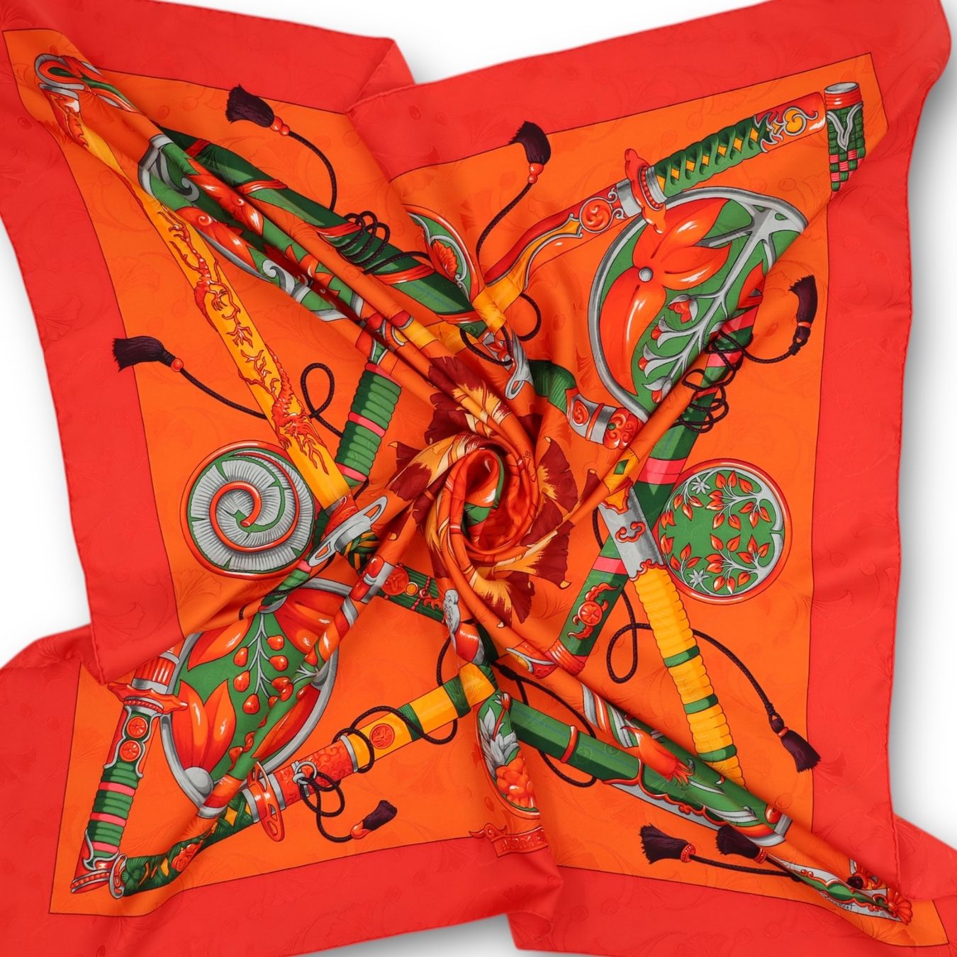 Hermès Foulard & Sciarpe: Hermès Carré "Daïmyo" orange – Usato da Binningen venduto da Designerlabels 5