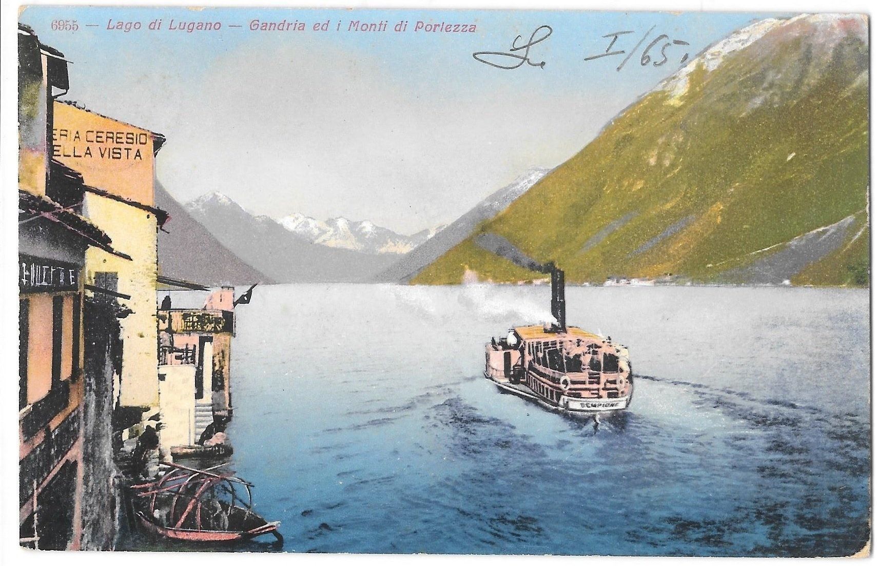Cartoline postali: Gandria mit Dampfschiff "Sempione" Feldpoststempel – Usato da Olten venduto da clotaldi