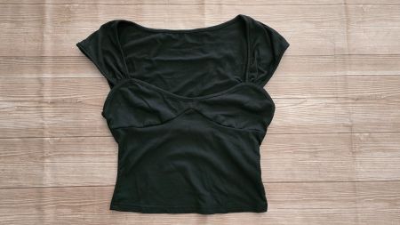 Milkmaid Crop Top - S - schwarz