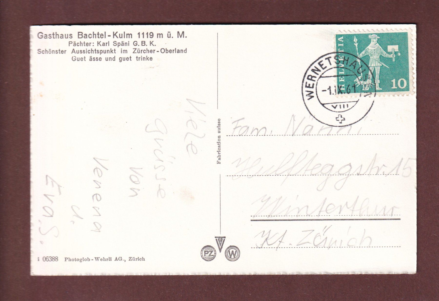 Cartoline postali: BACHTEL-KULM - Schafherde - 1961 – Usato da Pully venduto da nicecards-shop 1