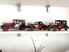 Vintage Auto-Modelle aus Holz, 3er Set