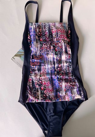 SUNSEEKER, Badekleid, Grösse 36B, Farbe Dunkelblau/gemustert