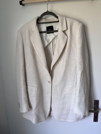 PINKO Bouclé Blazer, Crème mit Silberfäden, Grösse 40