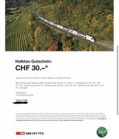 SBB Halbtax Gutschein CHF 30.– | Sofort per Code