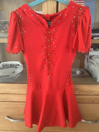 Kürkleid Eiskunstlauf rot - Gr 128/134